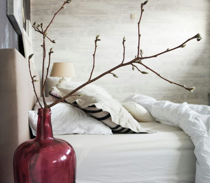 Cozy bedroom with natural light.