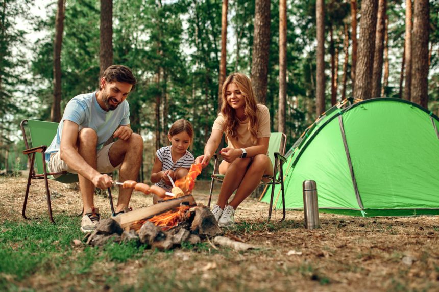 Family on vacation in the forest