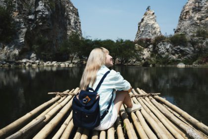 Young woman solo trip travel sightseeing